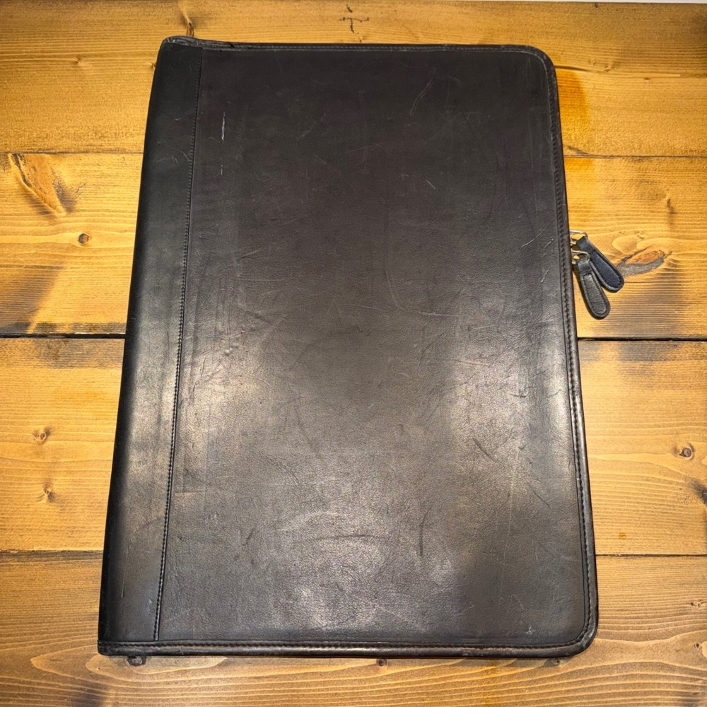 Vintage Coach No. 5245 Zip Portfolio Black Glove Tanned Leather 1989 USA
